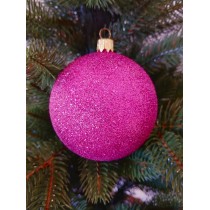 Новогодний шар "Блестки" Ø80мм малиновый, цена за набор 4шт